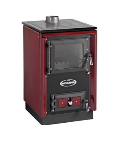 KVS MORAVIA piecokuchnia na drewno/brykiet typ z płaszczem wodnym 9114-V bordowy