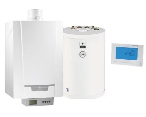 DE DIETRICH PAKIET 7716670150KIS kocioł gazowy kondensacyjny jednofunkcyjny MCR3 EVO 24T + SRK150 zasobnik c.w.u. 150L + termostat pokojowy modulujący ISENSE