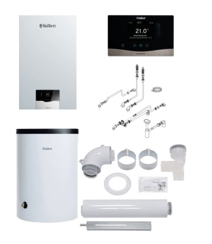 Vaillant Pakiet 0010043649 kocioł gazowy ecoTEC PLUS VC 30CS/1-5 + zasobnik c.w.u. uniSTOR VIH R 120/6B + sensoCOMFORT 720F + zestaw do szachtu