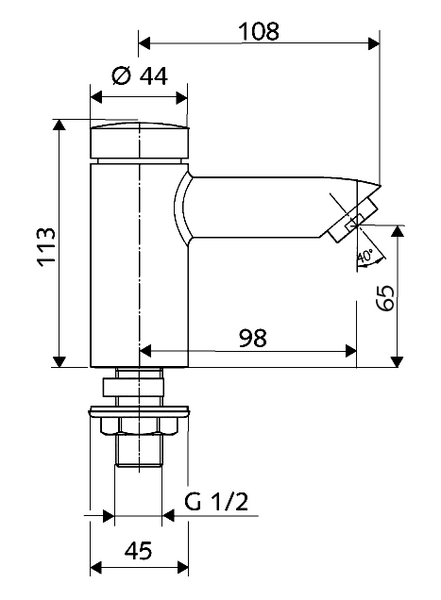 Bateria umywalkowa samozamykająca Petit SC, 1/2", chrom 021220699 SCHELL SCHEMAT