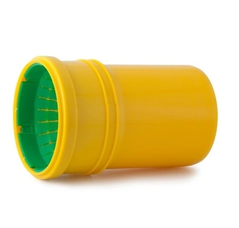 Złączka drenarska PP, DN/OD 72–100×110 mm, przejściowa, do łączenia rury drenarskiej DN/OD 72–100 mm z kielichem rury kanalizacyjnej Ø110 mm, kolor żółty KDR13 KARMAT