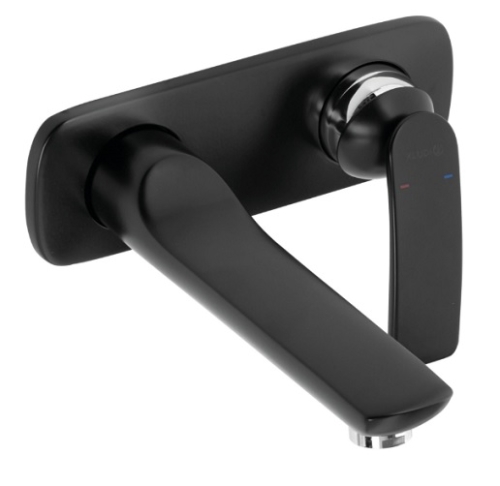 Bateria umywalkowa Balance ścienna, wylewka 185 mm, czarny mat 522468775 KLUDI