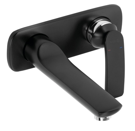 Bateria umywalkowa Balance ścienna, wylewka 185 mm, czarny mat 522468775 KLUDI