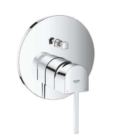 Bateria Plus, jednouchwytowa, do obsługi dwóch wyjść wody, podtynkowa, montaż ścienny, głowica ceramiczna 46 mm, metalowa rozeta i dźwignia, kolor chrom 24060003 GROHE