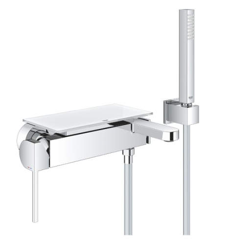 Bateria wannowa Plus, jednouchwytowa, montaż ścienny natynkowy, z zestawem prysznicowym, kolor chrom 33547003 GROHE
