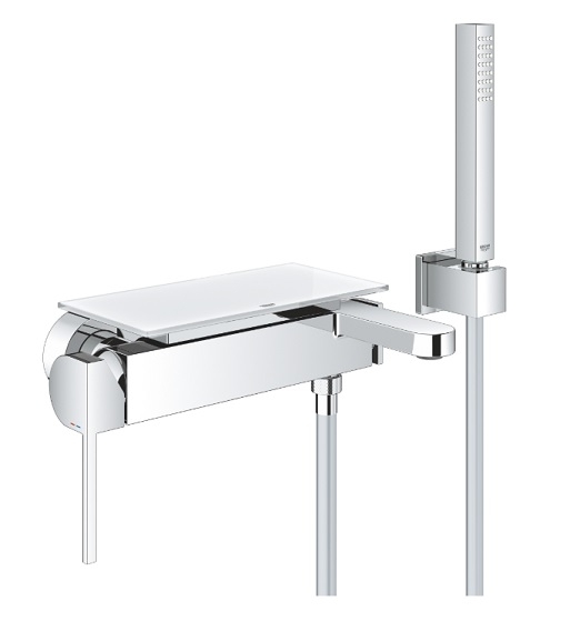 Bateria wannowa Plus, jednouchwytowa, montaż ścienny natynkowy, z zestawem prysznicowym, kolor chrom 33547003 GROHE