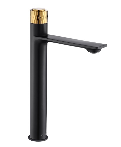 Bateria umywalkowa Decor Black/Gold, stojąca nablatowa, wysoka, kolor czarny mat / złoto PVD 2420710 VALVEX