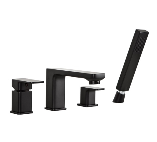 Bateria wannowa Loft Black, 4-otworowa, kolor czarny mat 2455950 VALVEX