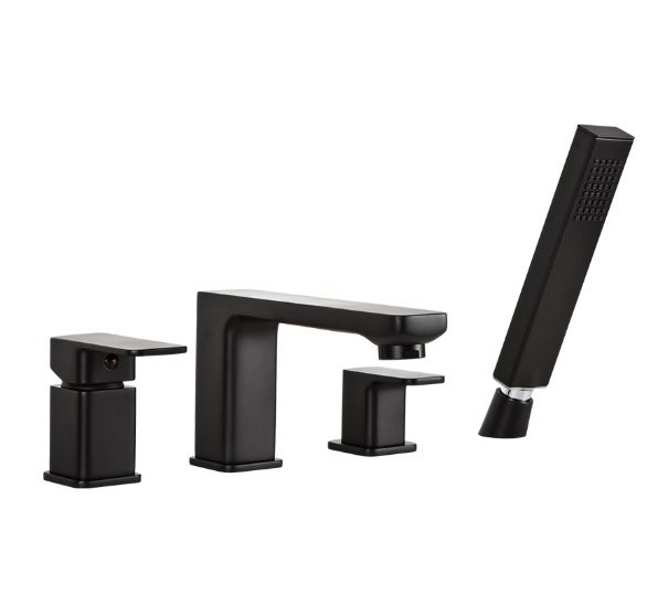 Bateria wannowa Loft Black, 4-otworowa, kolor czarny mat 2455950 VALVEX