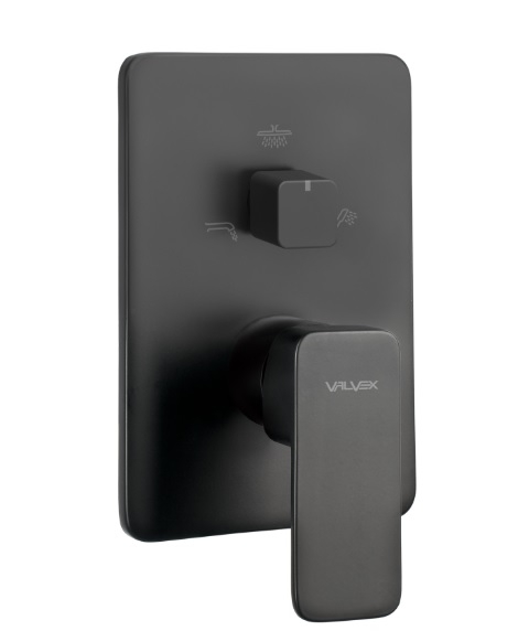Bateria podtynkowa Loft Black, z przełącznikiem ceramicznym 3-funkcyjnym, kolor czarny mat 2408670 VALVEX