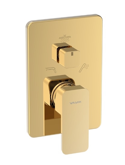 Bateria podtynkowa Loft Gold, z przełącznikiem ceramicznym 3-funkcyjnym, kolor złoto PVD 2455560 VALVEX