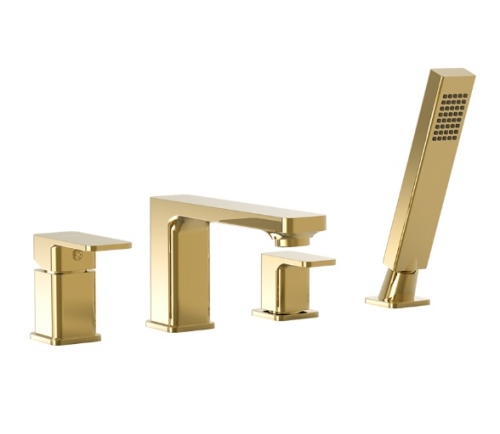 Bateria wannowa Loft Gold, 4-otworowa, stojąca, kolor złoto PVD 2455870 VALVEX
