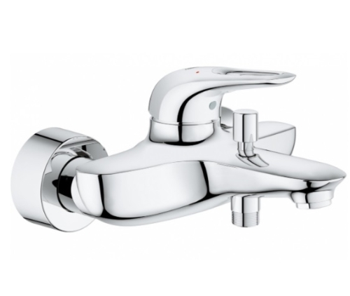 Bateria wannowa Eurostyle, jednouchwytowa, montaż ścienny, głowica 35 mm, z ogranicznikiem temperatury, kolor chrom 33591003 GROHE