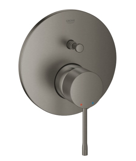Bateria podtynkowa Essence, jednouchwytowa, do obsługi dwóch wyjść wody, montaż ścienny, głowica ceramiczna 46 mm, metalowa rozeta i dźwignia, kolor brushed hard graphite 24058AL1 GROHE