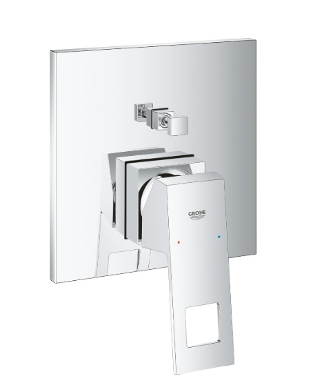 Bateria podtynkowa EuroCube, jednouchwytowa, do obsługi dwóch wyjść wody, montaż ścienny, głowica ceramiczna 46 mm, metalowa rozeta i dźwignia, kolor chrom 24062000 GROHE