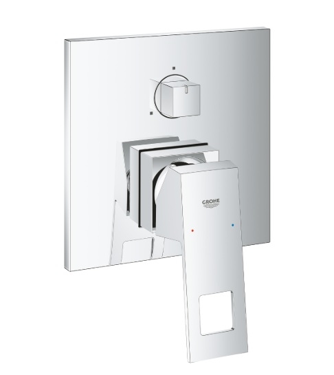 Bateria EuroCube, jednouchwytowa, do obsługi trzech wyjść wody, montaż podtynkowy, głowica ceramiczna, metalowa rozeta i dźwignia, kolor chrom 24094000 GROHE