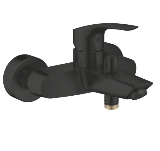 Bateria wannowa Eurosmart, jednouchwytowa, do obsługi dwóch wyjść wody, naścienna, głowica ceramiczna SilkMove 35 mm, metalowa dźwignia, przełącznik wanna/prysznic, kolor chrom 333002433 GROHE
