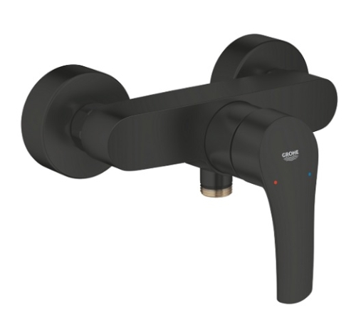 Bateria wannowa Eurosmart, jednouchwytowa, do obsługi jednego wyjścia wody, naścienna, głowica ceramiczna SilkMove 35 mm, metalowa dźwignia, kolor czarny mat 335552433 GROHE