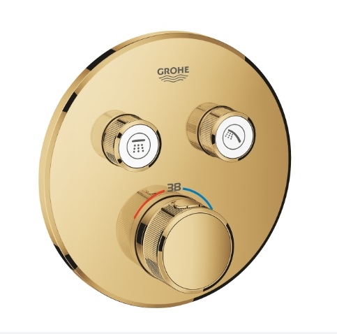 Bateria podtynkowa Grohtherm, przełącznik SmartControl, 2 wyjścia wody, rozeta, kolor cool sunrise 29119GL0 GROHE