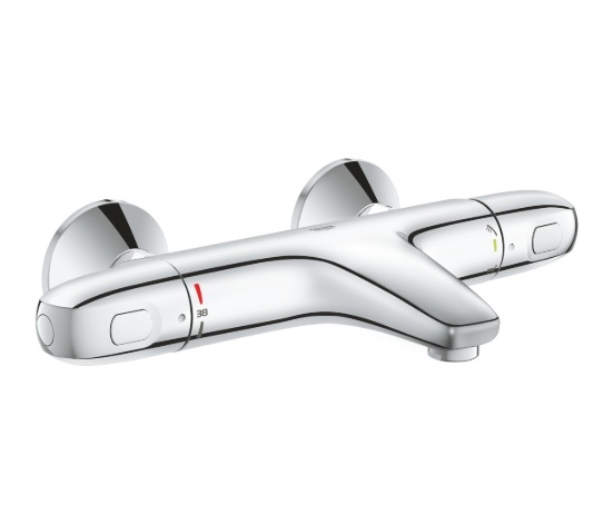 Bateria wannowa, ścienna, termostatyczna Grohtherm 1000, blokada bezpieczeństwa SafeStop, kolor chrom 34816003 GROHE