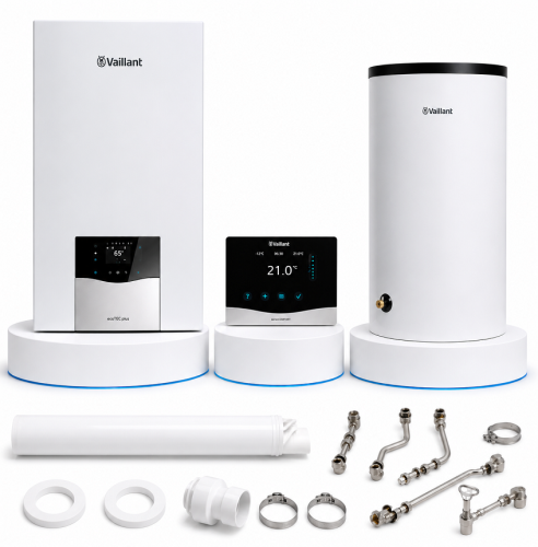 VAILLANT PAKIET 0010043628 kocioł gazowy kondensacyjny jednofunkcyjny ECOTEC PLUS VC 15CS/1-5 + zasobnik c.w.u. stojący VIH R 120/6 B uniSTOR + sensoCOMFORT 720 + SPS Ś/D