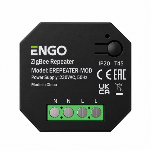 Repeater sieci ZigBee EREPEATER-MOD (wzmacniacz sygnału) podtynkowy, czarny 230V ENGO
