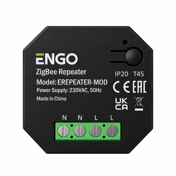Repeater sieci ZigBee EREPEATER-MOD (wzmacniacz sygnału) podtynkowy, czarny 230V ENGO